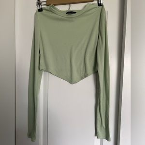 Pacsun - Streetwear Society - Asymmetrical Knit Crop Top - Size S - Mint Green